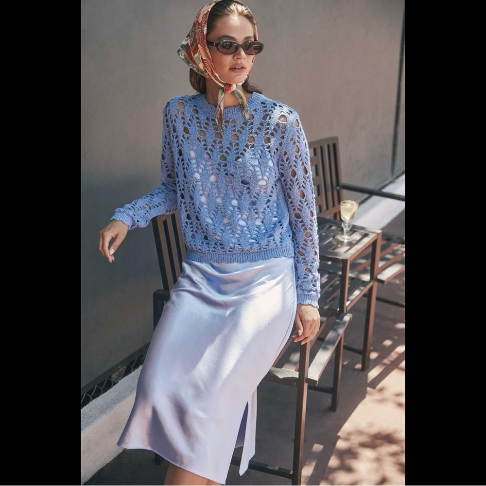 CURRENT AIR (NWT) Pointelle Sweater + Satin Dress Set (two separate pieces)